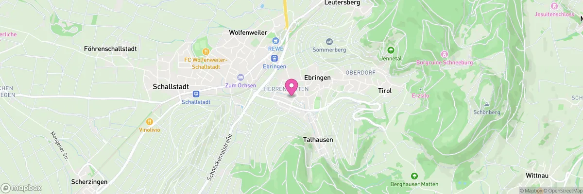 Kartenausschnitt mit dem Standort in Ebringen bei Freiburg